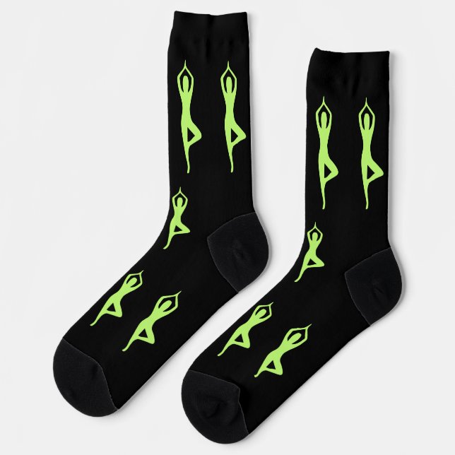 Chaussette Chaussettes graphiques vert noir motif unique (Gauche)