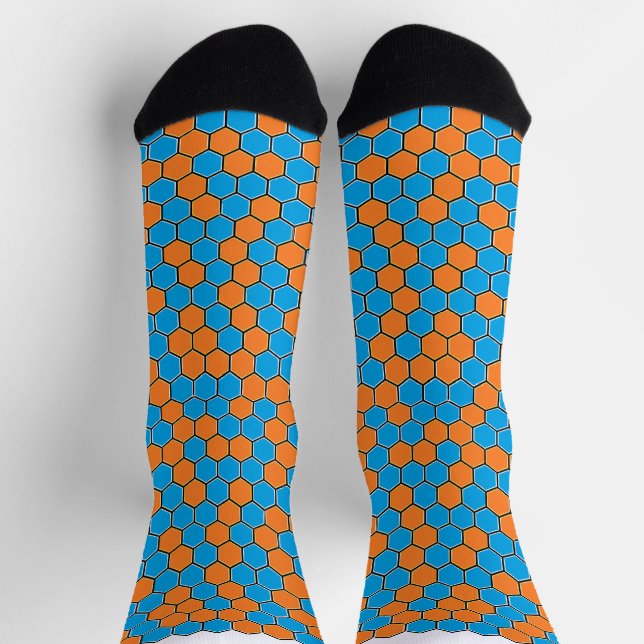 Chaussette Chaussettes Gras Bleu et Orange Honeycomb (Haut)