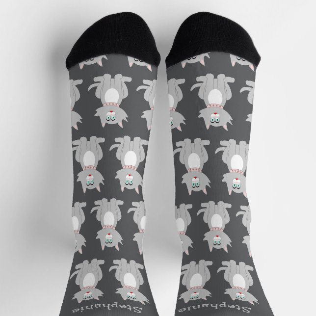 Chaussette Chaussettes Gris Conception Chat (Haut)