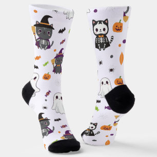 Chaussette Chaussettes Kawaii Halloween Chats et Fantômes