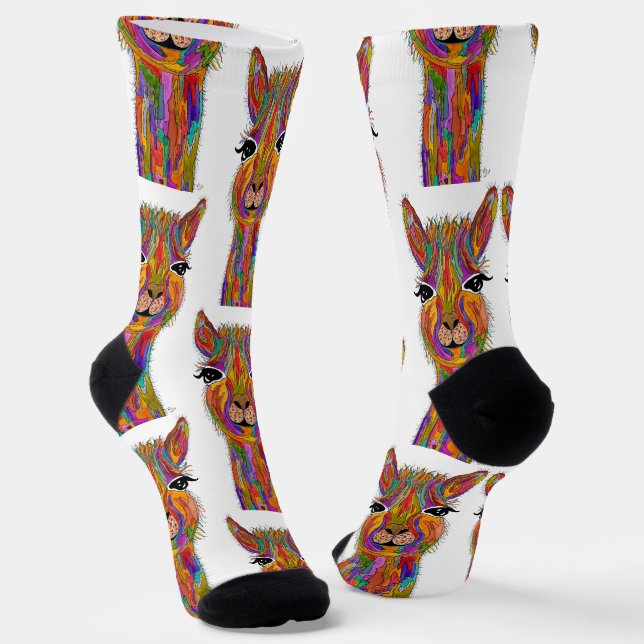 Chaussette Chaussettes Llama Alpaca mignonnes et colorées (Angulaire)