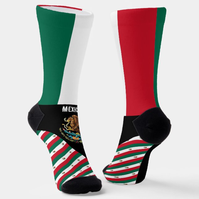 Chaussette Chaussettes Mexique, couleurs du drapeau mexicain  (Angulaire)