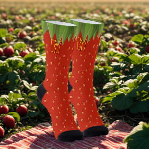 Chaussette Chaussettes Monogrammes Rouges Fruit Fraise Drôle