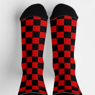 Chaussette Chaussettes montantes à motif carreaux noir et rou