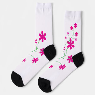 Chaussette Chaussettes montantes à motif floral rose, joli fl