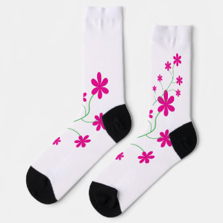 Chaussette Chaussettes montantes à motif floral rose, joli fl
