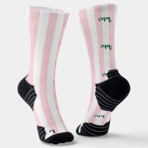 Chaussette Chaussettes montantes rayées rose et blanc Étalez