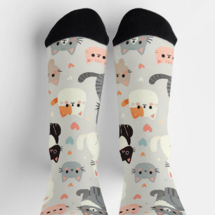 Chaussette Chaussettes Motif de chats en cartons mignonnes