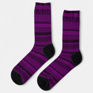 Chaussette Chaussettes motifs à faux tricot violet