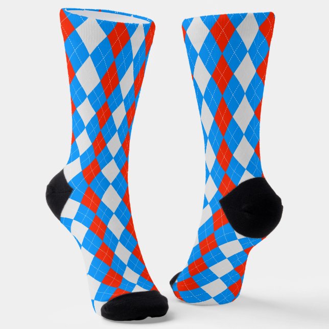 Chaussette Chaussettes Motifs AQUA BLUE & MARASCHINO Jacquard (Angulaire)