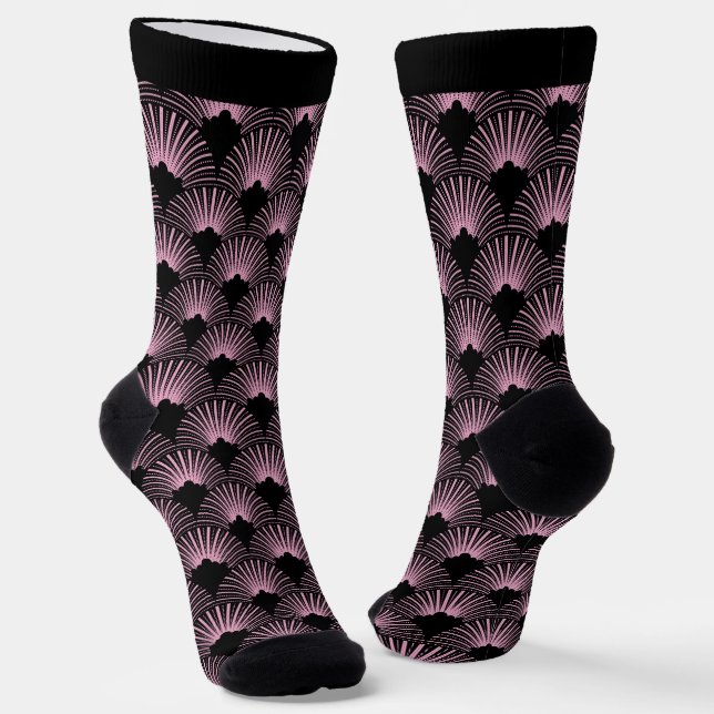 Chaussette Chaussettes motifs Art déco noir et rose (Angulaire)