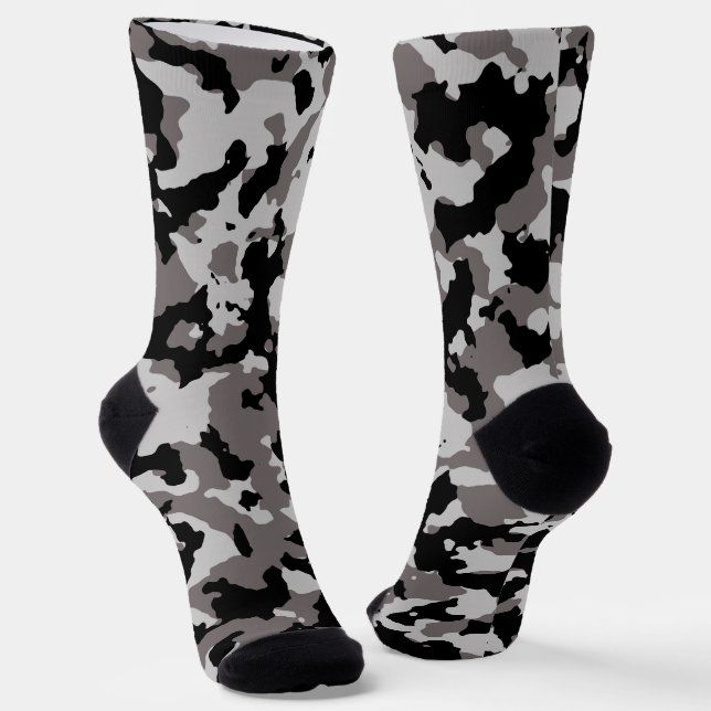 Chaussette Chaussettes Motifs Camouflage Camo Gris Militaire (Angulaire)