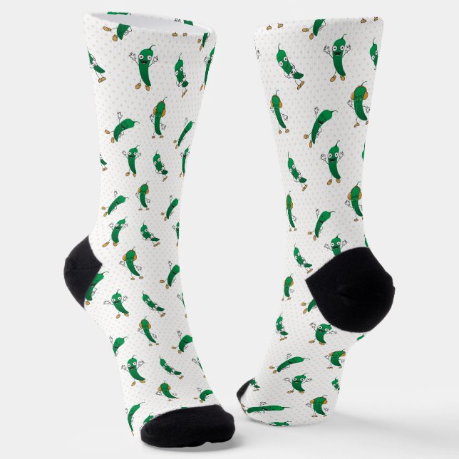 Chaussette Chaussettes Motifs Chili vert dessin animé (Angulaire)