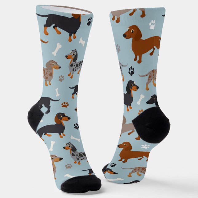 Chaussette Chaussettes Motifs Dachshund Paws et Bones (Angulaire)