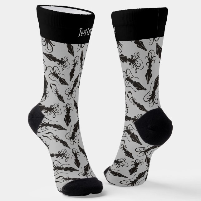 Chaussette Chaussettes Motifs de calmar noir (Angulaire)