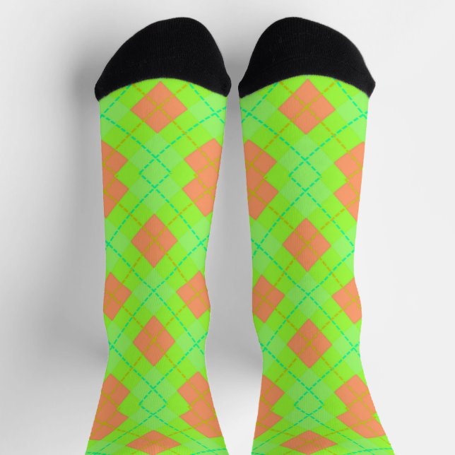 Chaussette Chaussettes motifs en Jacquard orange et vert (Haut)