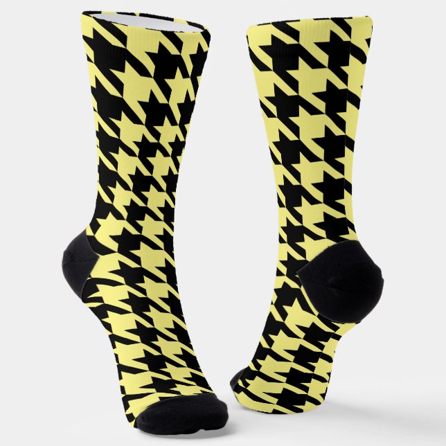 Chaussette Chaussettes motifs Houndstooth noir et jaune (Angulaire)