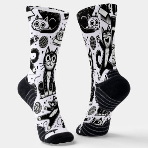 Chaussette Chaussettes Motifs pour chats noir et blanc amusan