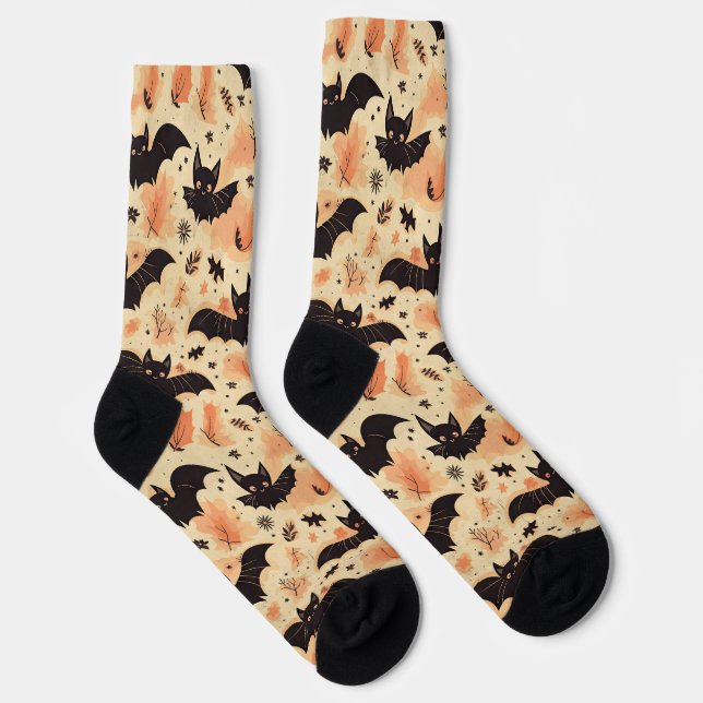 Chaussette Chaussettes Motifs pour Halloween Cute Bat Retro (Droite)