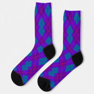 Chaussette Chaussettes motifs violet et bleu Jacquard