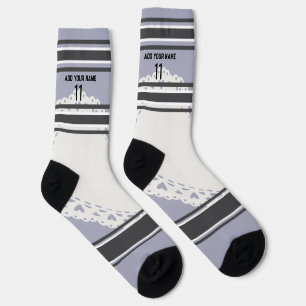 Chaussette Chaussettes Noir et bleu et orange - Nom Numéro