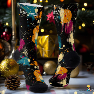 Chaussette Chaussettes noires Abstraites à éclaboussure cosmi
