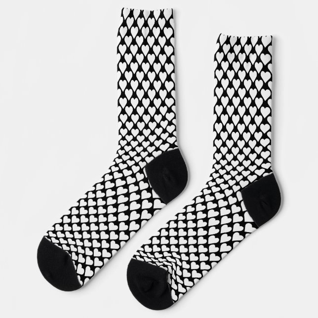 Chaussette Chaussettes noires et blanches avec motif de coeur (Gauche)