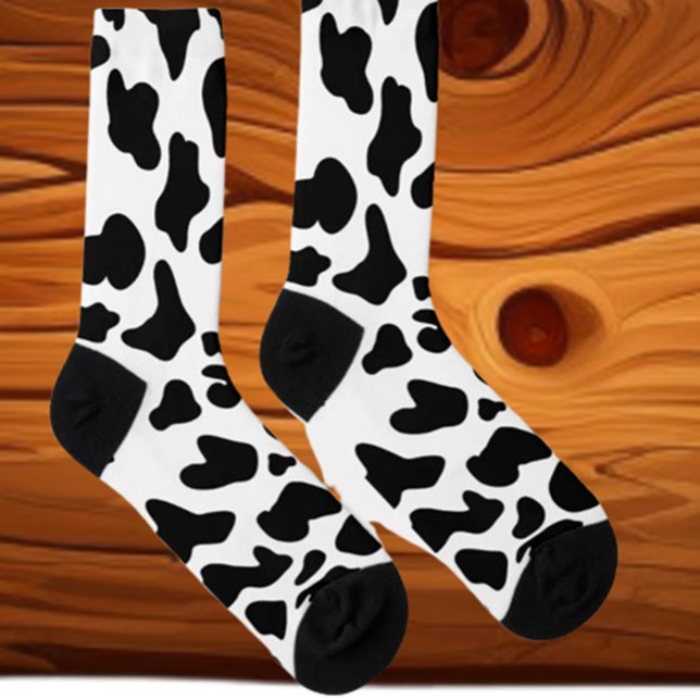 Chaussette Chaussettes noires et blanches de vache (Step into comfort and style with our cow black & white socks. Soft, cozy, and unique )