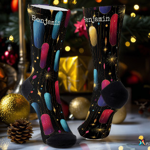 Chaussette Chaussettes noires Festives aux accents de galaxie