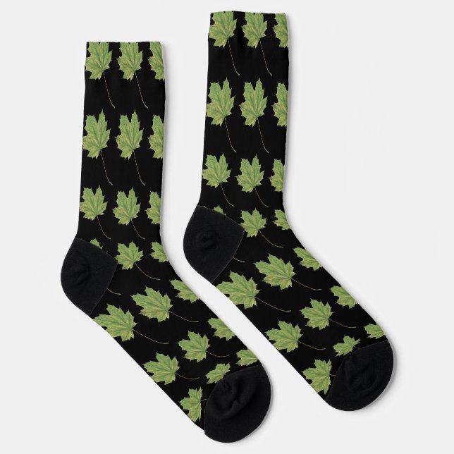 Chaussette Chaussettes noires Feuilles vertes (Droite)