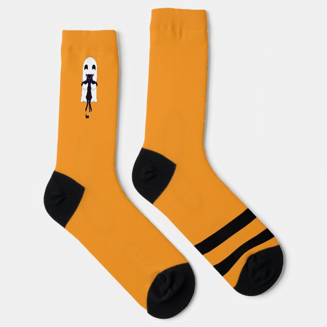 Chaussette Chaussettes Orange et Black Ghost et Cat Crew (Droite)
