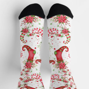 Chaussette Chaussettes Père Noël de Noël et fleur de Noël