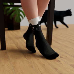 Chaussette Chaussettes Personnalisées Chat Mignon Noir et Bla
