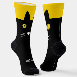 Chaussette Chaussettes Personnalisées Chat Noir - Cadeau Pers