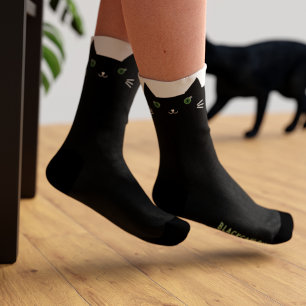 Chaussette Chaussettes Personnalisées Chat Noir Mignon Yeux V