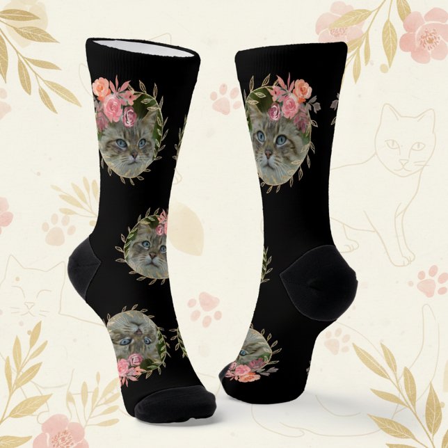 Chaussette Chaussettes Photo de Votre Chat pour Elle (Custom cat photo women's socks.)