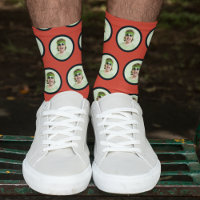 Chaussettes photo personnalisées Funny Face Rouge