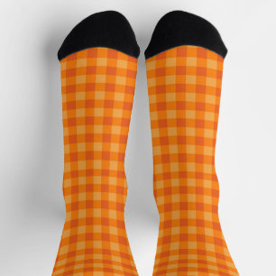 Chaussette Chaussettes Plaid Buffalo orange pour fêtes