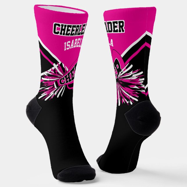 Chaussette Chaussettes Pom-pom girl roses, blanches et noires (Angulaire)