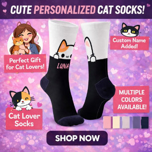 Chaussette Chaussettes pour chat personnalisées avec nom – Ca