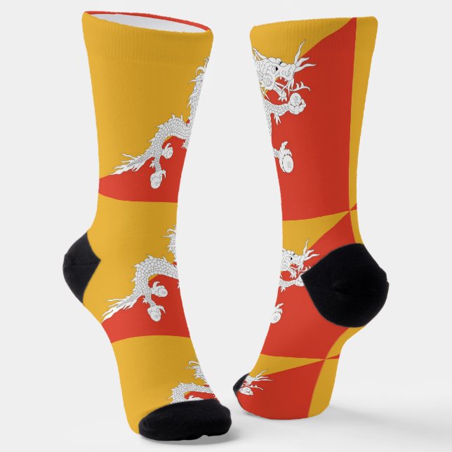 Chaussette Chaussettes pour femmes avec drapeau du Bhoutan (Angulaire)