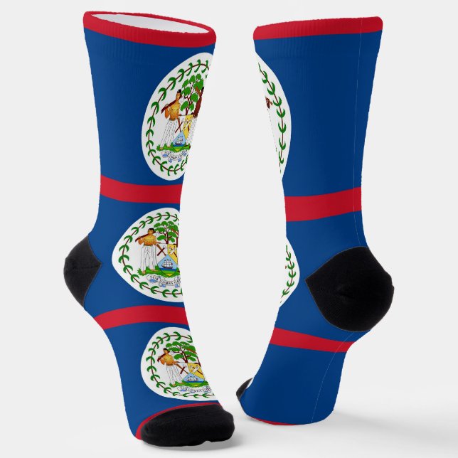 Chaussette Chaussettes pour hommes avec drapeau du Belize (Angulaire)