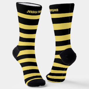 Chaussette Chaussettes rayées noires et jaunes personnalisées