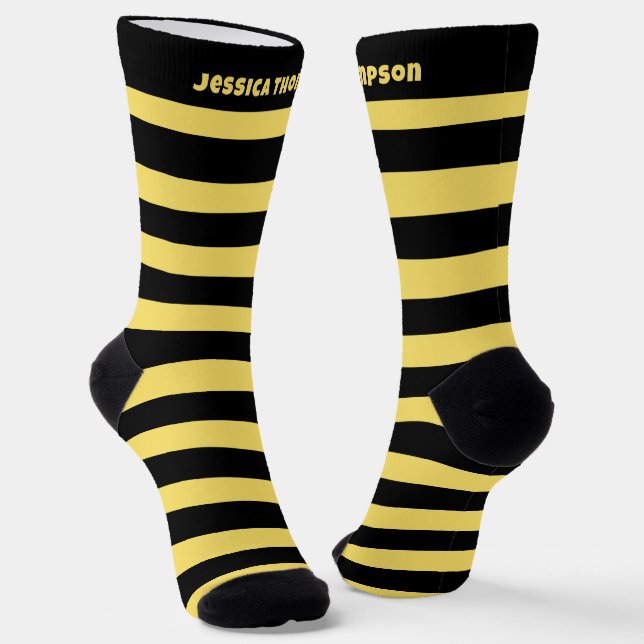 Chaussette Chaussettes rayées personnalisées en noir et jaune (Angulaire)