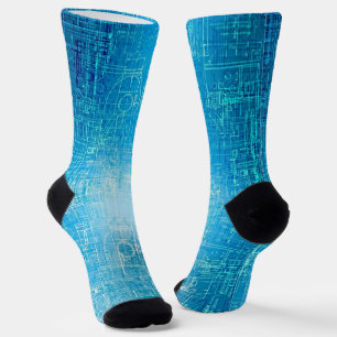 Chaussette Chaussettes Retro Blueprint - Style Confort