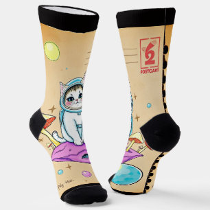 Chaussette Chaussettes rétro pour chats Whimsical Space