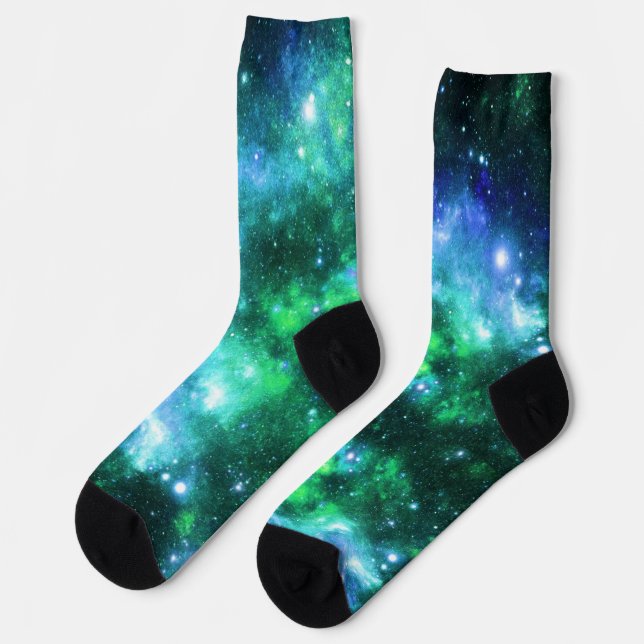 Chaussette Chaussettes spatiales - Motif Blue Green Star (Gauche)