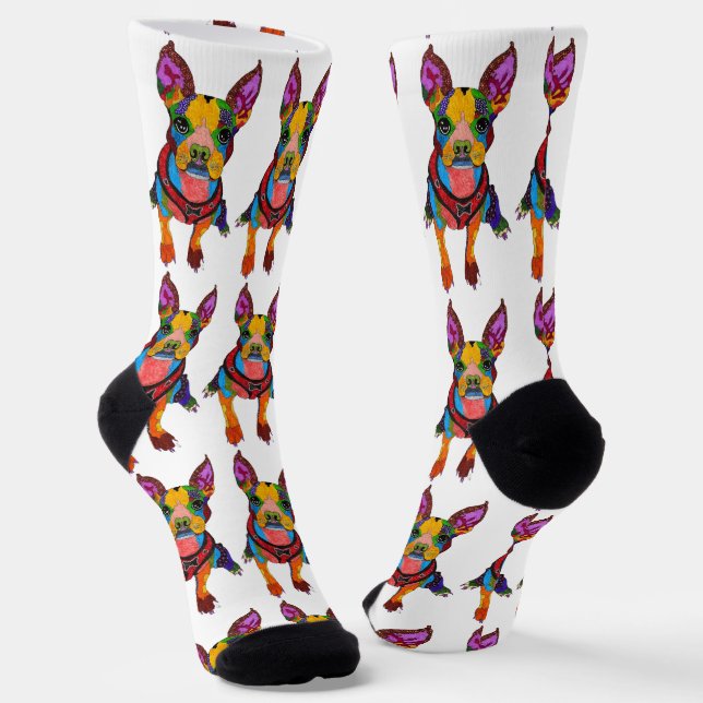 Chaussette Chaussettes Terrier Boston mignonnes et colorées (Angulaire)
