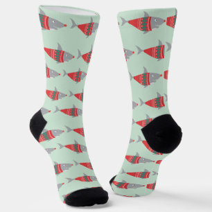 Chaussette Chaussettes tout-dessus pour requin de Noël amusan
