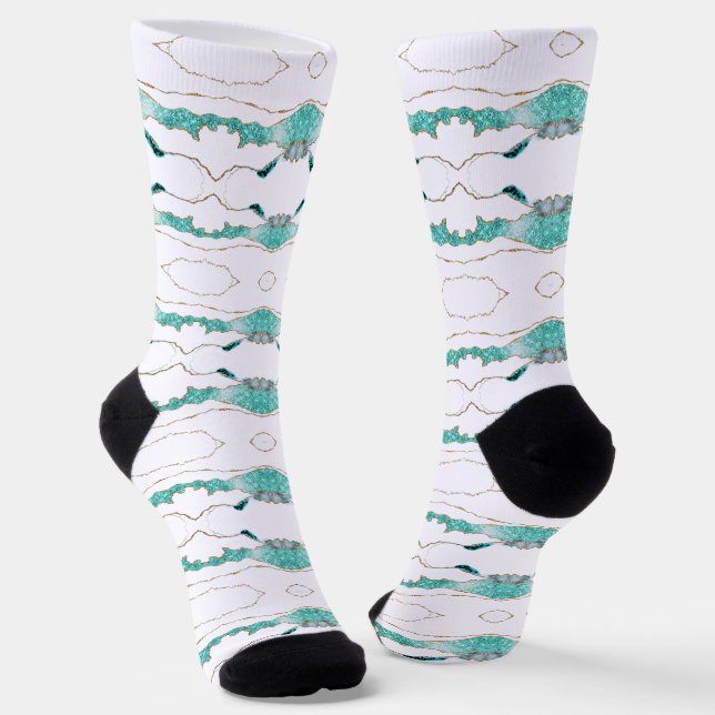 Chaussette Chaussettes turquoises Bleues Bleues Blances (Angulaire)